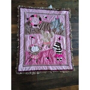 Summer Infant Girls Quilt Blanket Applique Monkey Hippo Zebra Elephant Hanging